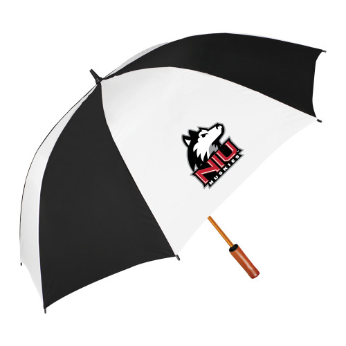  64 Inch Black/White Umbrella - NIU Huskies - Primary Mark