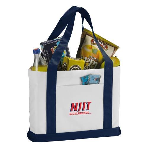  Contender White/Navy Canvas Tote - Stacked Wordmark