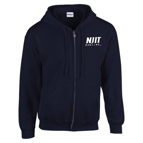  Navy Fleece Full Zip Hoodie - NJIT Bowling