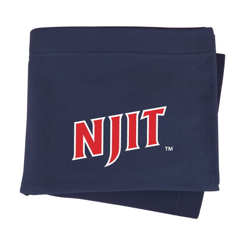  Navy Sweatshirt Blanket - NJIT Wordmark