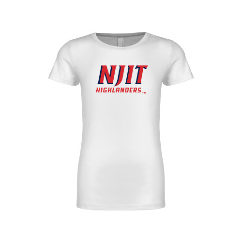  Next Level Girls White Fashion Fit T Shirt - NJIT Highlanders Stacked