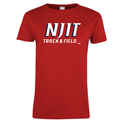 Womens Red Short Sleeve Tee - NJIT Track and Field