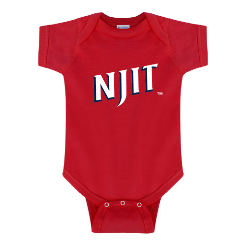  Red Infant Onesie - NJIT Wordmark