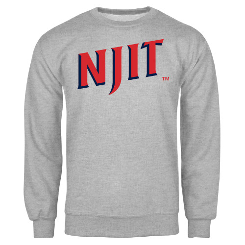  Grey Fleece Crew - NJIT Wordmark
