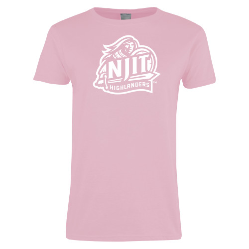  Womens Pink Short Sleeve Tee - NJIT Highlanders Mascot Mark
