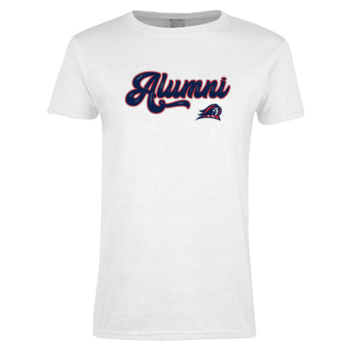  Womens White Short Sleeve Tee - Alumni Script