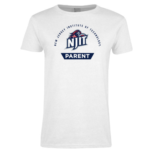  Womens White Short Sleeve Tee - NJIT Arched - Parent