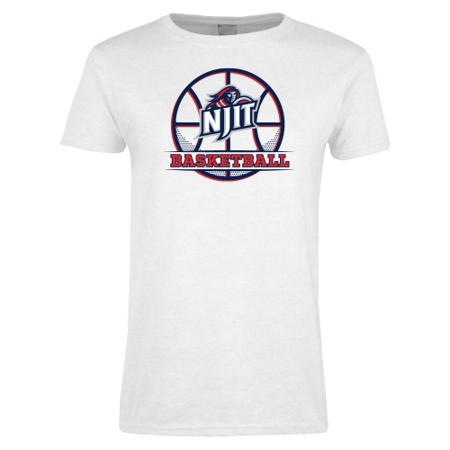  Womens White Short Sleeve Tee - NJIT Full Basketball
