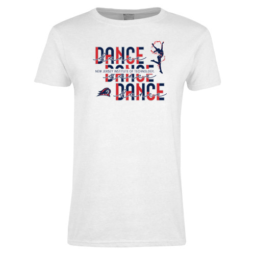  Womens White Short Sleeve Tee - New Jersey Institute Dance Repeat