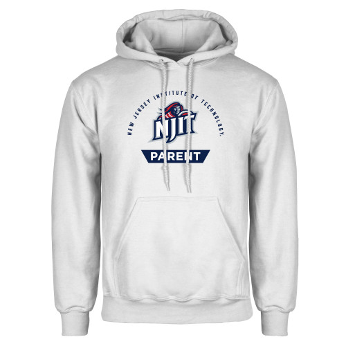  White Fleece Hoodie - NJIT Arched - Parent