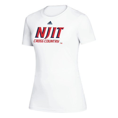  Adidas Womens White Creator Performance Tee - Select A Logo Adidas - NJIT Cross Country