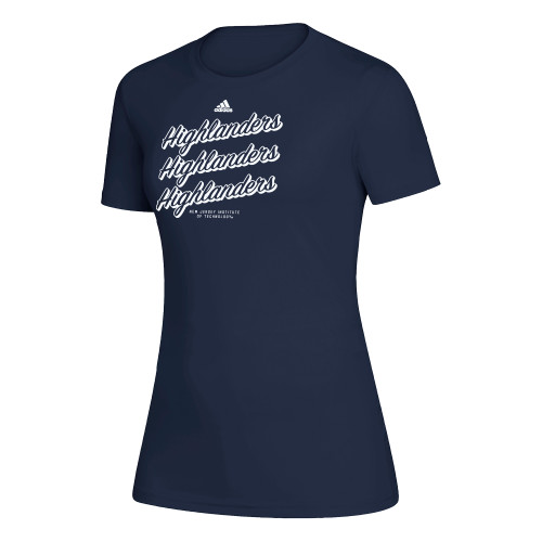  Adidas Womens Navy Creator Performance Tee - Adidas - Highlanders Script Stacked
