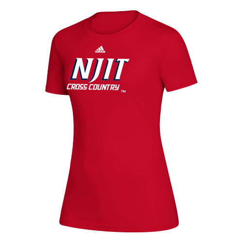  Adidas Womens Red Creator Performance Tee - Select A Logo Adidas - NJIT Cross Country