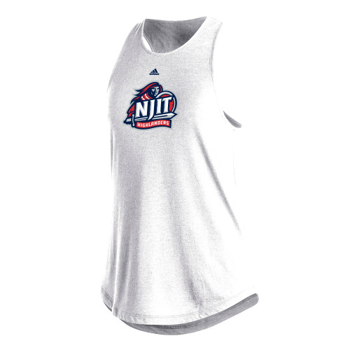  Adidas Womens White Fashion Tank  - Adidas - NJIT Highlanders Mascot Mark