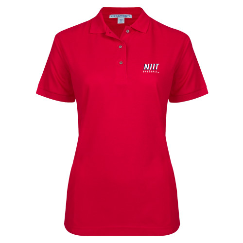  Womens Silk Touch Red Pique Polo - NJIT Baseball