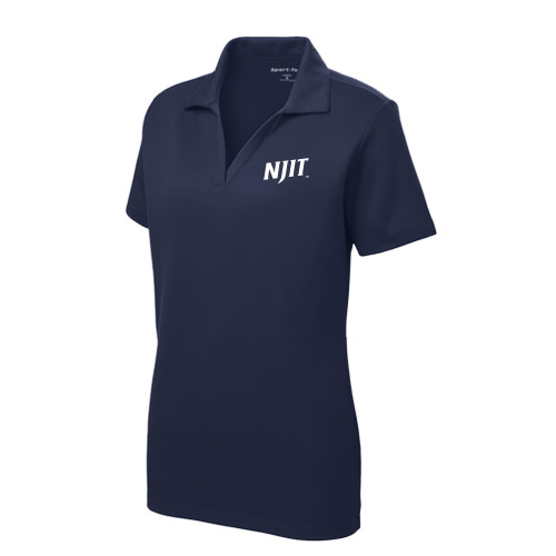  Womens Navy Dry Mesh Polo - NJIT Wordmark
