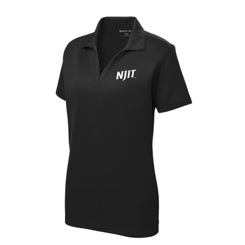 Womens Black Dry Mesh Polo - NJIT Wordmark