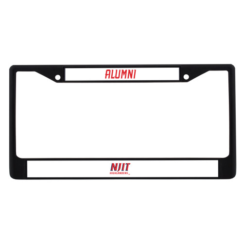  Alumni Metal License Plate Frame in Black - NJIT Highlanders Stacked