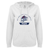 Thumbnail image for  ENZA Womens White V Notch Raw Edge Fleece Hoodie