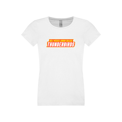  Next Level Girls White Fashion Fit T Shirt - Thunderbirds Word Mark