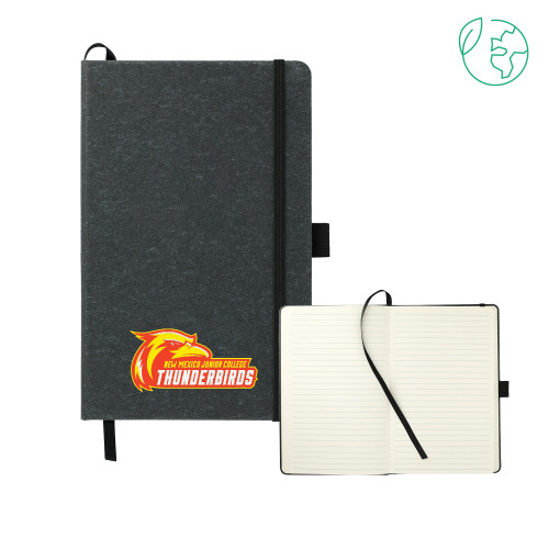  5.5 x 8.5 Black FSC Mix Recycled Leather Bound Journal - Primary Logo
