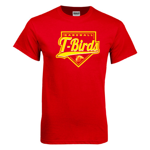  Red T Shirt - T-Birds Baseball Script and Plate
