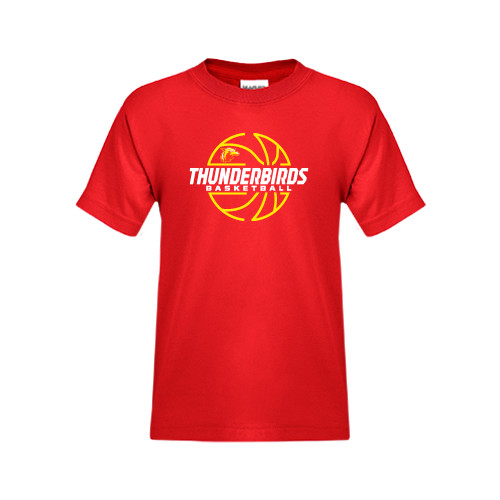  Youth Red T Shirt - Thunderbirds Basketball Lined Ball