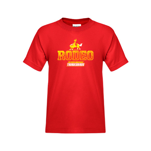  Youth Red T Shirt - Rodeo Textured with Rider