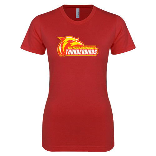  Next Level Womens Red Boyfriend Tee - Primary Logo