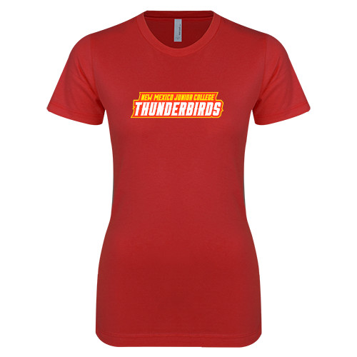  Next Level Womens Red Boyfriend Tee - Thunderbirds Word Mark