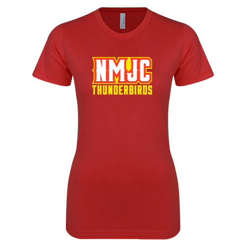  Next Level Womens Red Boyfriend Tee - NMJC Thunderbirds Lettermark