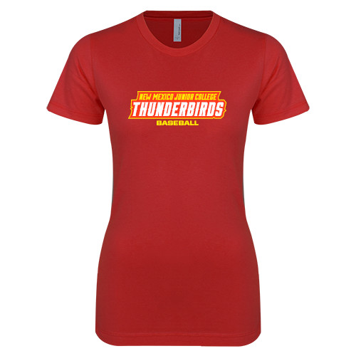  Next Level Womens Red Boyfriend Tee - Baseball