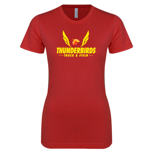  Next Level Womens Red Boyfriend Tee - Thunderbirds Track & Field Wings