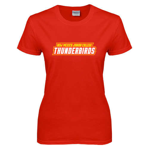  Womens Short Sleeve Red Tee - Thunderbirds Word Mark