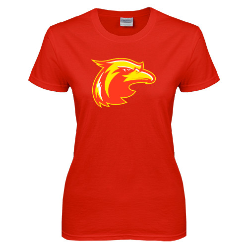  Womens Short Sleeve Red Tee - Thunderbird Head