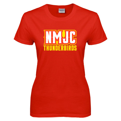  Womens Short Sleeve Red Tee - NMJC Thunderbirds Lettermark