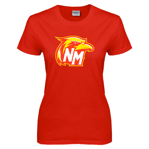  Womens Short Sleeve Red Tee - NM Head Logo