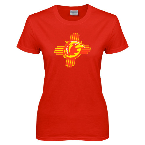  Womens Short Sleeve Red Tee - Thunderbirds Zia Logo