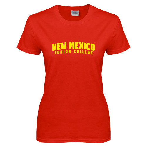  Womens Short Sleeve Red Tee - Arched New Mexico Junior College
