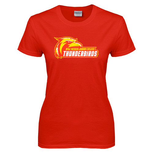  Womens Short Sleeve Red Tee - Primary Logo Distressed