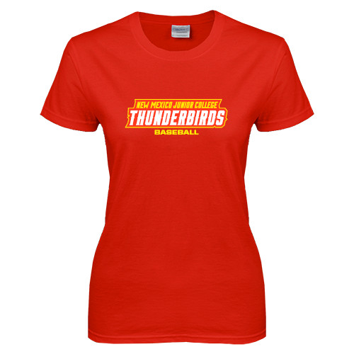  Womens Short Sleeve Red Tee - Baseball