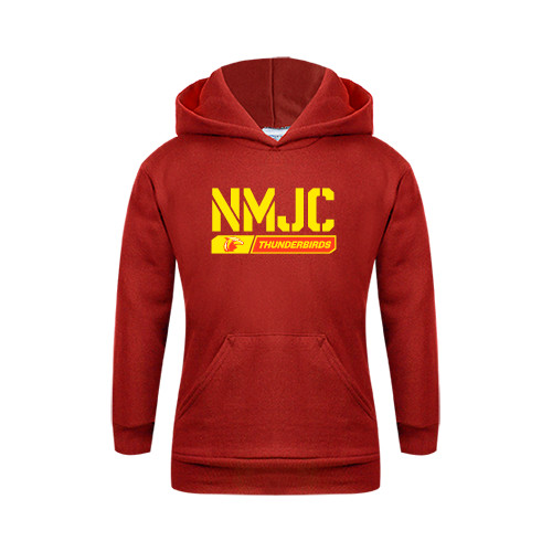  Youth Red Fleece Hoodie - NMJC Thunderbirds Stencil Bar