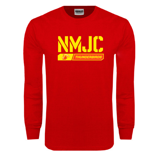  Red Long Sleeve T Shirt - NMJC Thunderbirds Stencil Bar