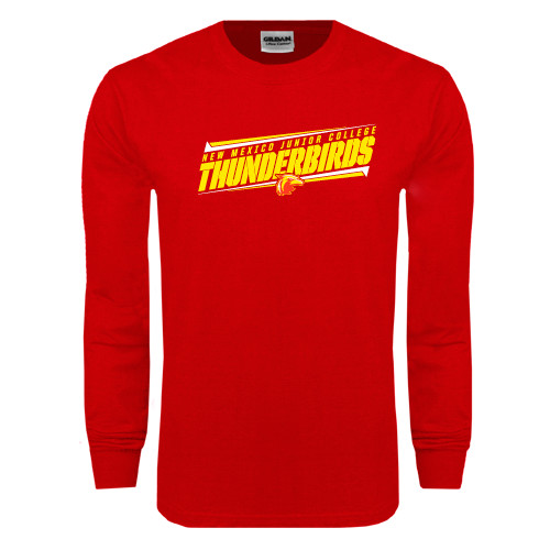 Red Long Sleeve T Shirt - Slanted Thunderbirds Stencil