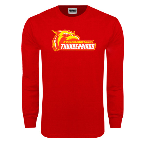  Red Long Sleeve T Shirt - Primary Logo Distressed