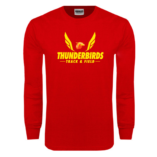  Red Long Sleeve T Shirt - Thunderbirds Track & Field Wings
