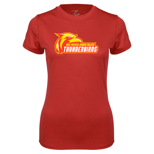  Womens Red Performance Tee - Primary Logo