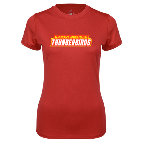  Womens Red Performance Tee - Thunderbirds Word Mark