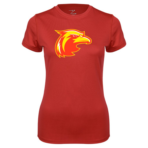  Womens Red Performance Tee - Thunderbird Head