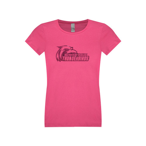  Next Level Girls Fuchsia Fashion Fit T Shirt - Primary Logo Foil